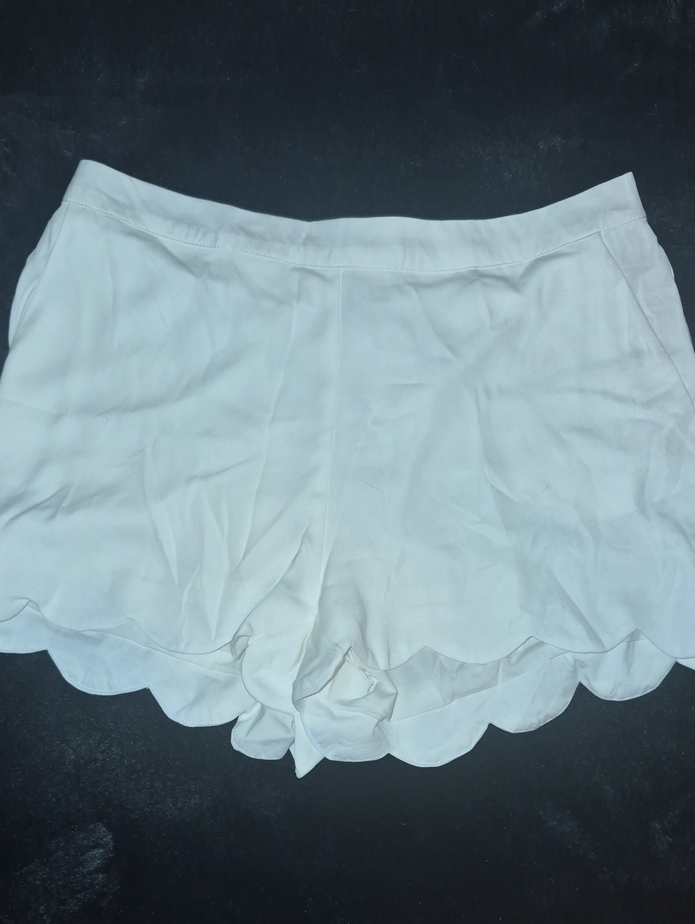 Naked Zebra Cream Scalloped Hem Lounge Shorts